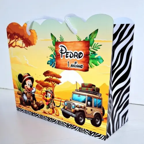 Sacolinha Mikey Safari Personalizada / 19x15x7cm Lembrança