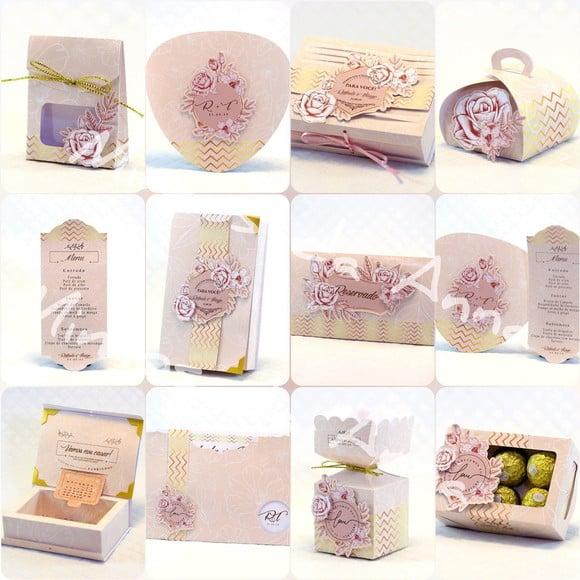 Arquivo de Corte Digital Convite Casamento Luxo Rose