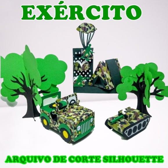 Arquivo de Corte Silhouette Exercito com Tanque e Jipe