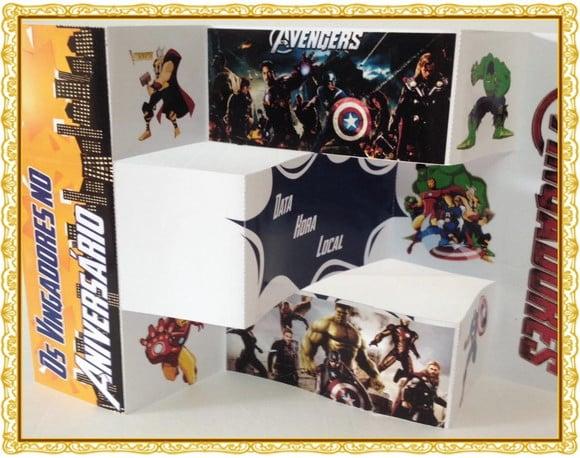 Kit Digital Silhouette Convite Vingadores 3 Particoes.