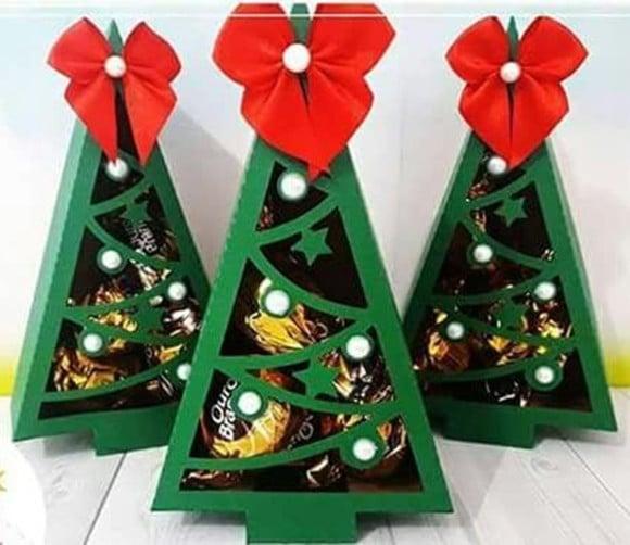 Caixa Árvore de Natal Porta Docinho Studio e pdf