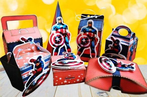 Kit Digital Arquivo Caixas Silhouette Capitão America