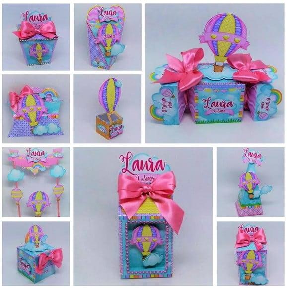 Arquivo de Corte Caixinha Festa Balão Candy Menina Luxo
