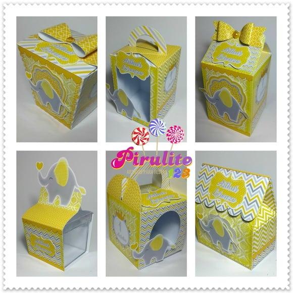 Arquivo de Corte Digital Elefantinho Cinza Chevron Amarelo