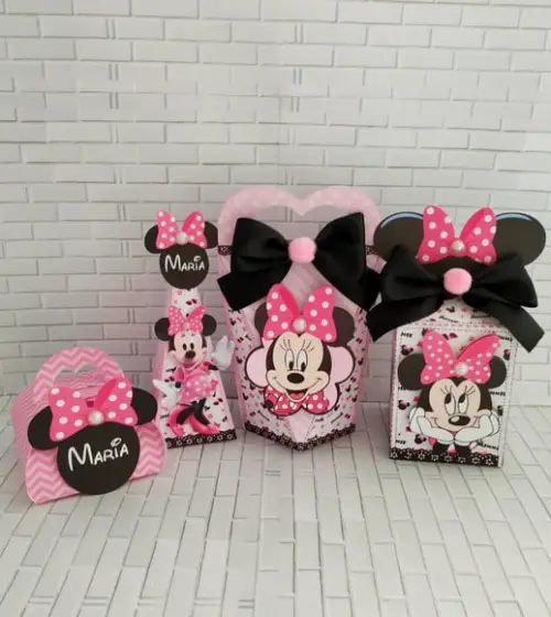 Arquivo Caixa Silhouette Minnie Rosa Luxo