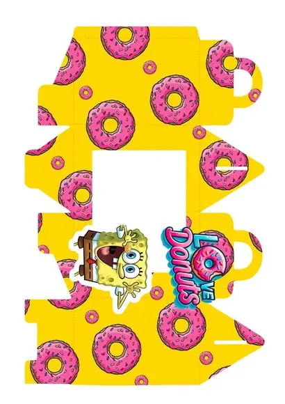Caixa Donuts com Visor Acetato Bob Esponja Studio e pdf