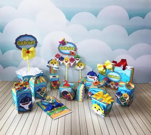 Arquivo Caixa Silhouette Tubarão Bebe Menino Luxo