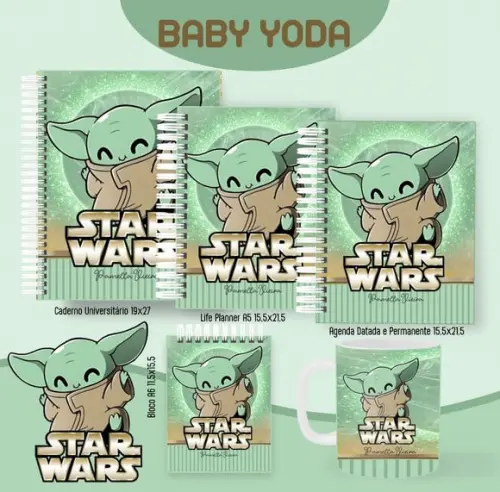 Combo de Capas Volta Ás Aulas Baby Yoda Png/ pdf