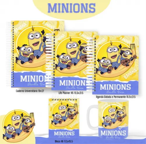 Combo de Capas Volta Ás Aulas Minnions Png/ pdf