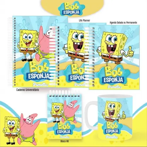 Combo de Capas Volta Ás Aulas Bob Esponja Png / pdf