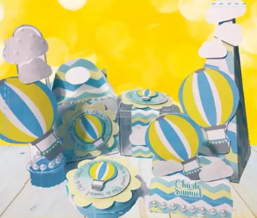 Arquivo Caixa Silhouette Balão Azul e Amarelo