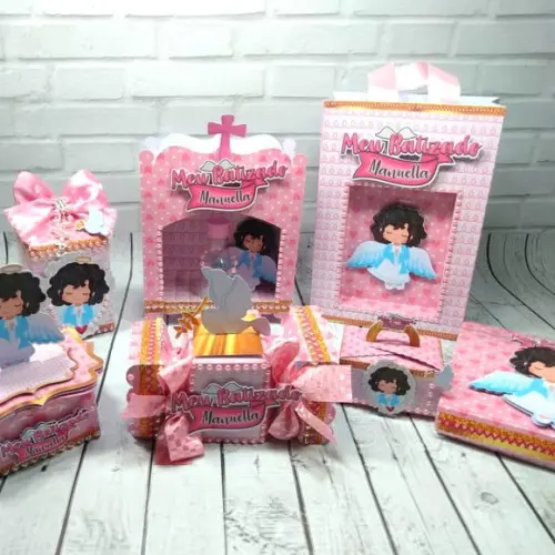 Kit Digital Silhouette Batizado Menina Luxo