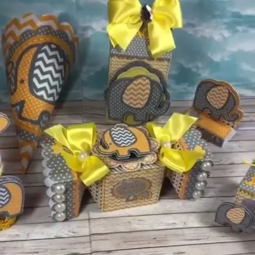 Arquivo de Corte Digital Elefantinho Chevron Amarelo
