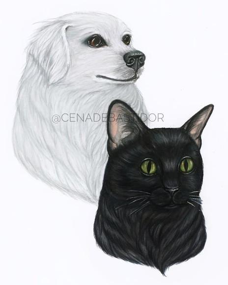 Desenho realista - 2 animais de estimação