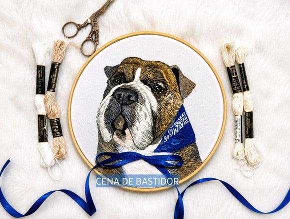 Retrato Bordado Pet - 20 cm - Bordado Animais de Estimação