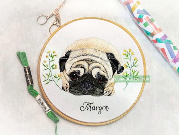 Retrato Bordado Pet - 20 cm - Bordado Animais de Estimação