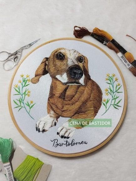Retrato Bordado Pet - 20 cm - Bordado Animais de Estimação