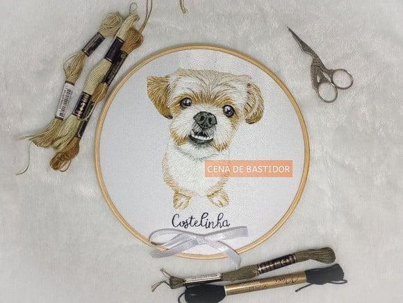 Retrato Bordado Pet - 20 cm - Bordado Animais de Estimação
