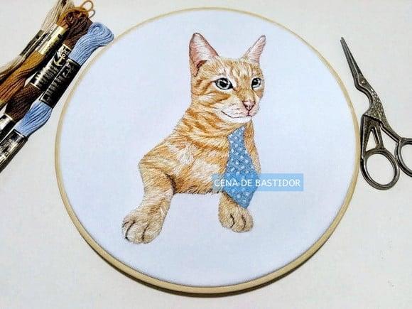 Retrato Bordado Pet - 20 cm - Bordado Animais de Estimação