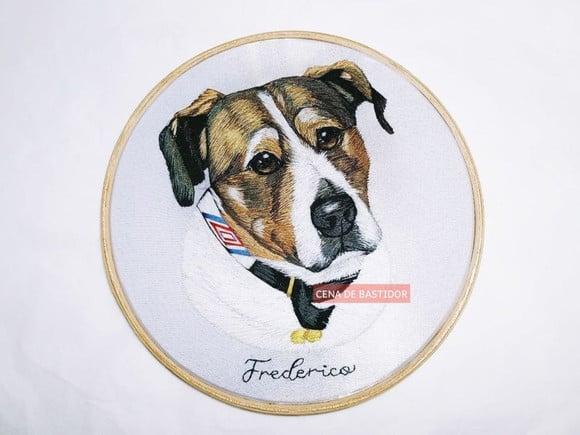Retrato Bordado Pet - 20 cm - Bordado Animais de Estimação