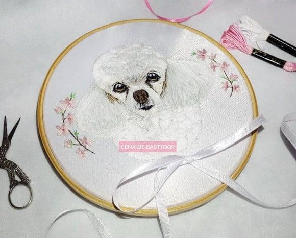 Retrato Bordado Pet - 20 cm - Bordado Animais de Estimação