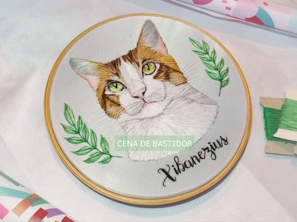 Retrato Bordado Pet - 20 cm - Bordado Animais de Estimação