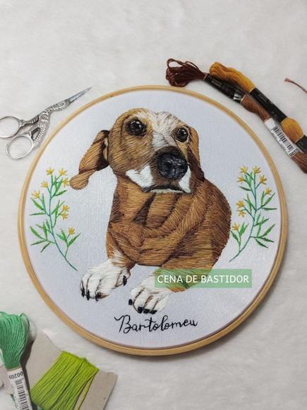 Retrato Bordado Pet - 20 cm - Bordado Animais de Estimação