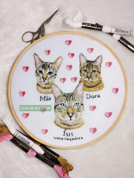 Retrato Bordado Pet - 20 cm - Bordado Animais de Estimação