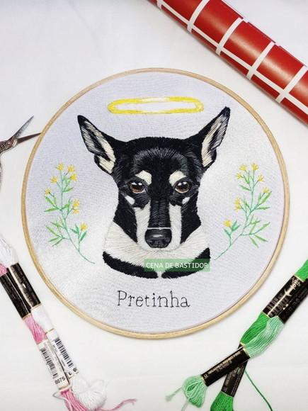 Retrato Bordado Pet - 20 cm - Bordado Animais de Estimação