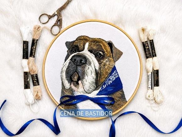 Retrato Bordado Pet - 20 cm - Bordado Animais de Estimação