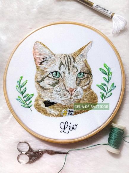 Retrato Bordado Pet - 20 cm - Bordado Animais de Estimação
