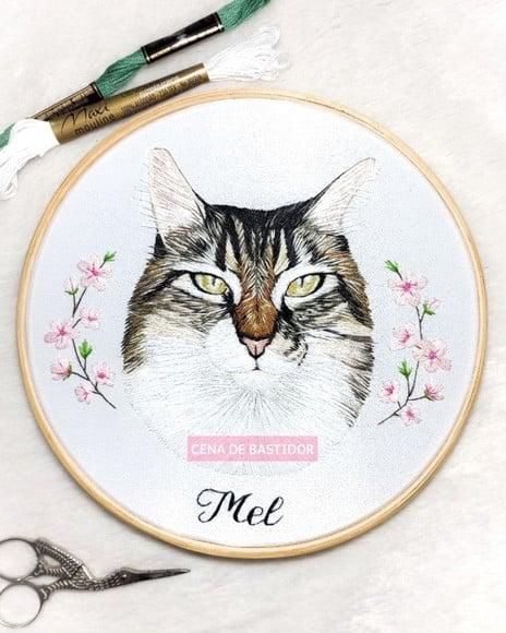 Retrato Bordado Pet - 20 cm - Bordado Animais de Estimação