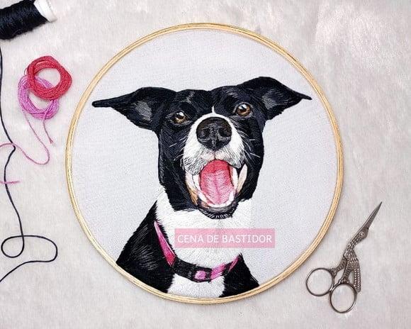 Retrato Bordado Pet - 20 cm - Bordado Animais de Estimação
