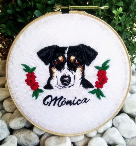Retrato Bordado Pet - 20 cm - Bordado Animais de Estimação
