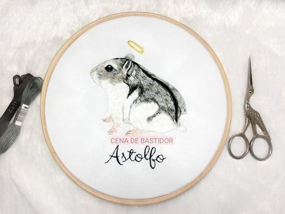 Retrato Bordado Pet - 20 cm - Bordado Animais de Estimação