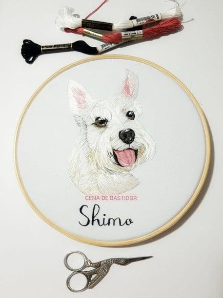 Retrato Bordado Pet - 20 cm - Bordado Animais de Estimação