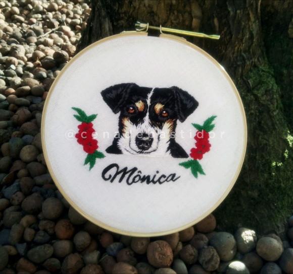 Retrato Bordado Pet - 20 cm - Bordado Animais de Estimação