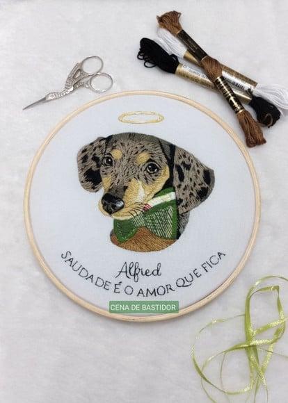 Retrato Bordado Pet - 20 cm - Bordado Animais de Estimação