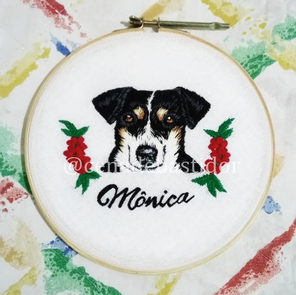 Retrato Bordado Pet - 20 cm - Bordado Animais de Estimação