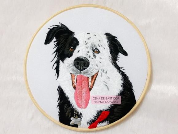 Retrato Bordado Pet - 20 cm - Bordado Animais de Estimação