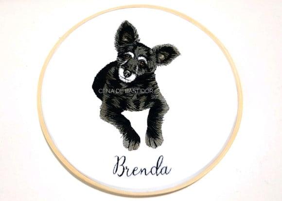 Retrato Bordado Pet - 20 cm - Bordado Animais de Estimação