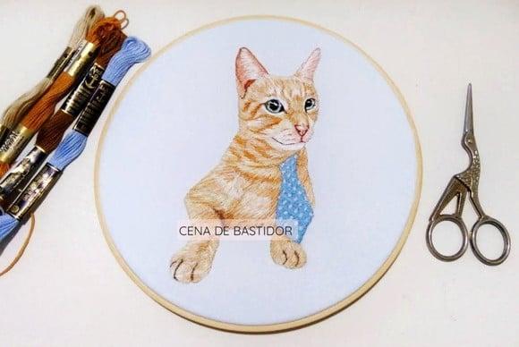 Retrato Bordado Pet - 20 cm - Bordado Animais de Estimação