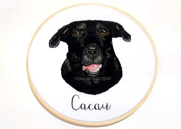 Retrato Bordado Pet - 20 cm - Bordado Animais de Estimação