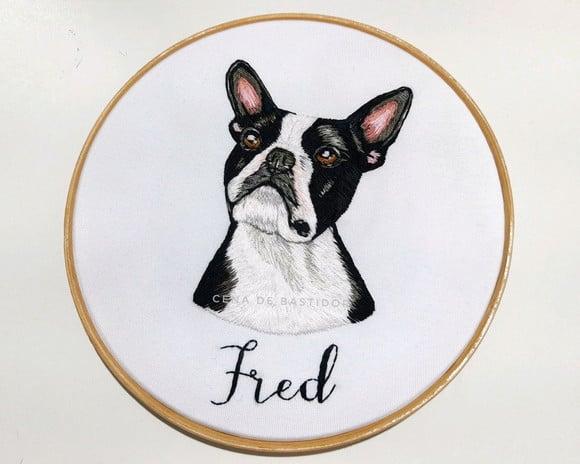 Retrato Bordado Pet - 20 cm - Bordado Animais de Estimação