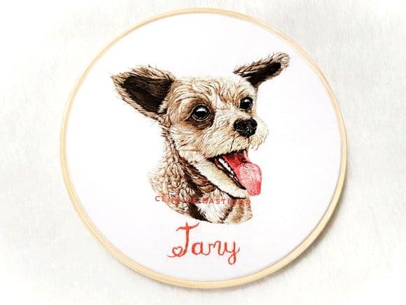 Retrato Bordado Pet - 20 cm - Bordado Animais de Estimação