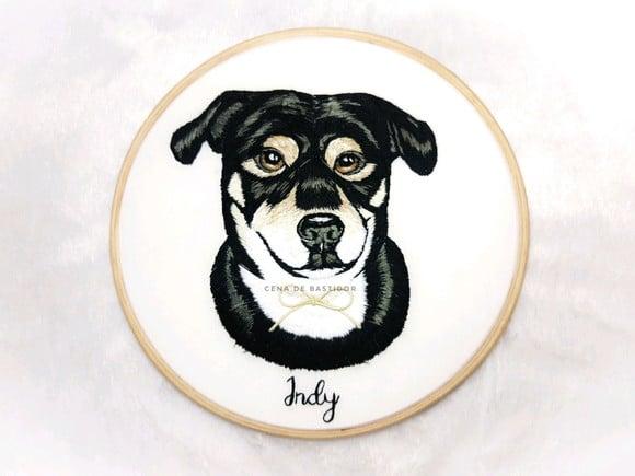 Retrato Bordado Pet - 20 cm - Bordado Animais de Estimação