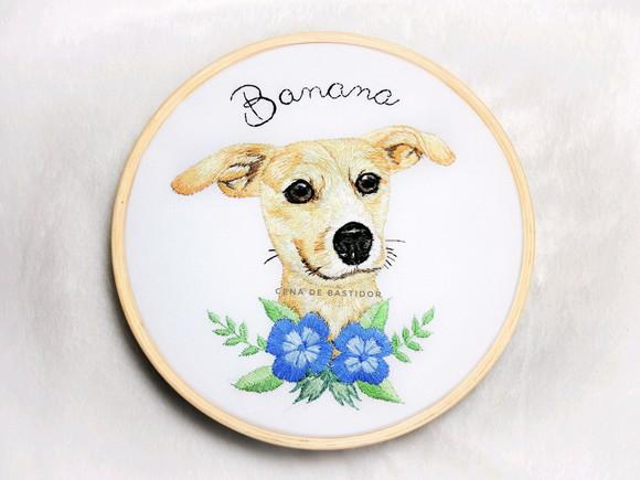 Retrato Bordado Pet - 20 cm - Bordado Animais de Estimação