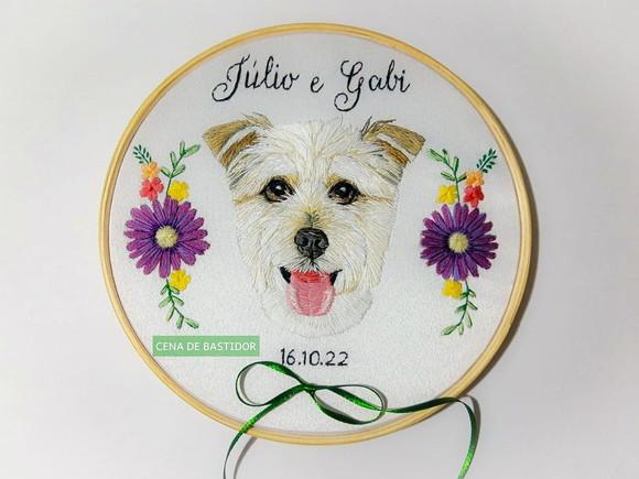 Retrato Bordado Pet - 20 cm - Porta Alianças