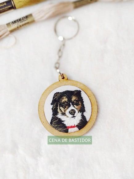 Retrato Bordado Pet - Chaveiro Bordado