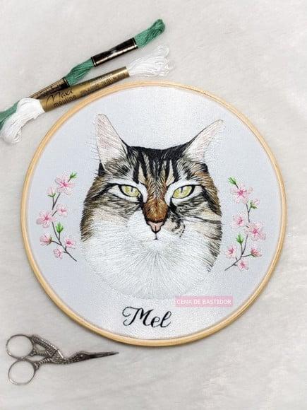 Retrato Bordado Pet (3 Unidades) Bordado Animais de Estimaçã
